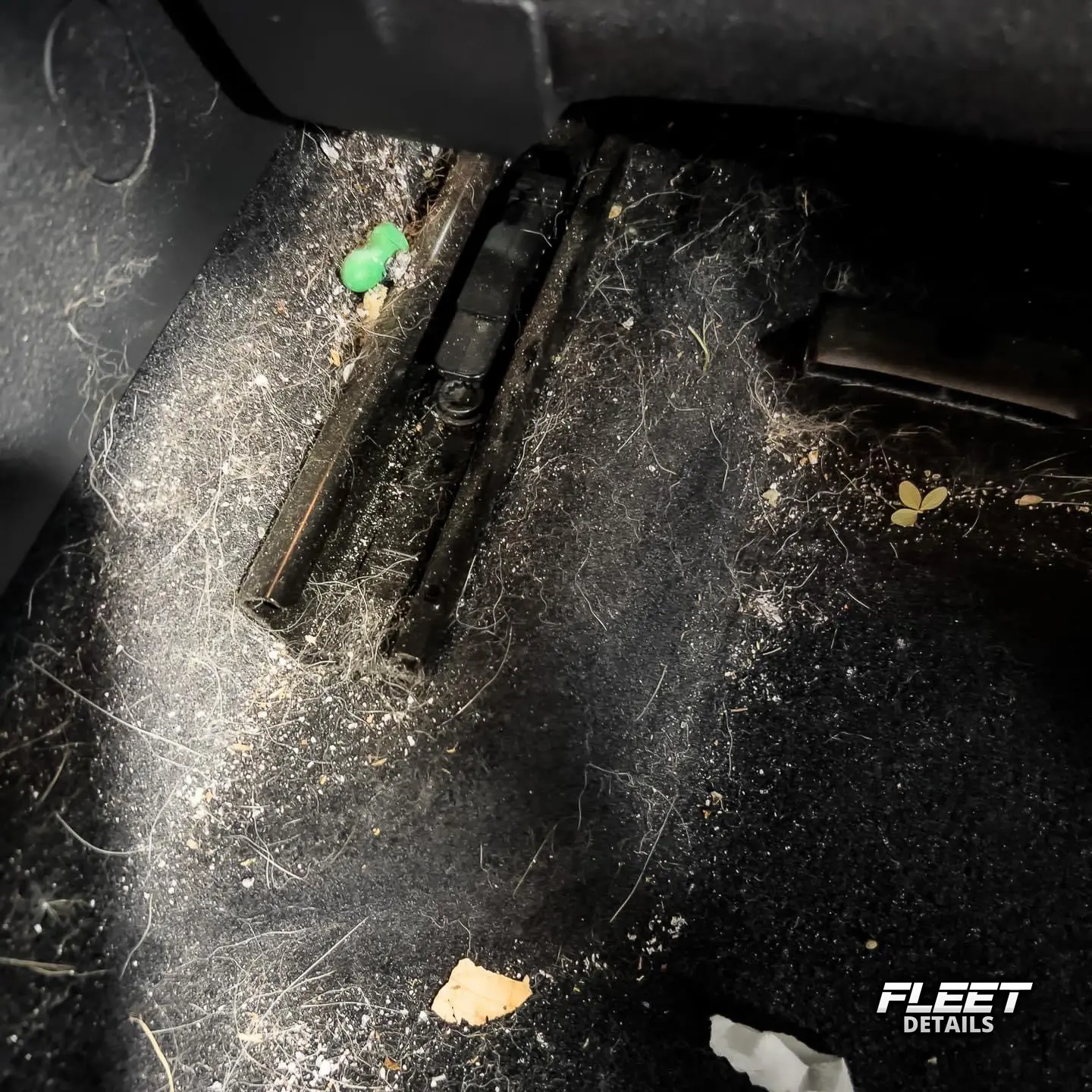 Inside of a vehicle's interior showing the dashboard and seats and carpet cleaned from an interior mobile detail